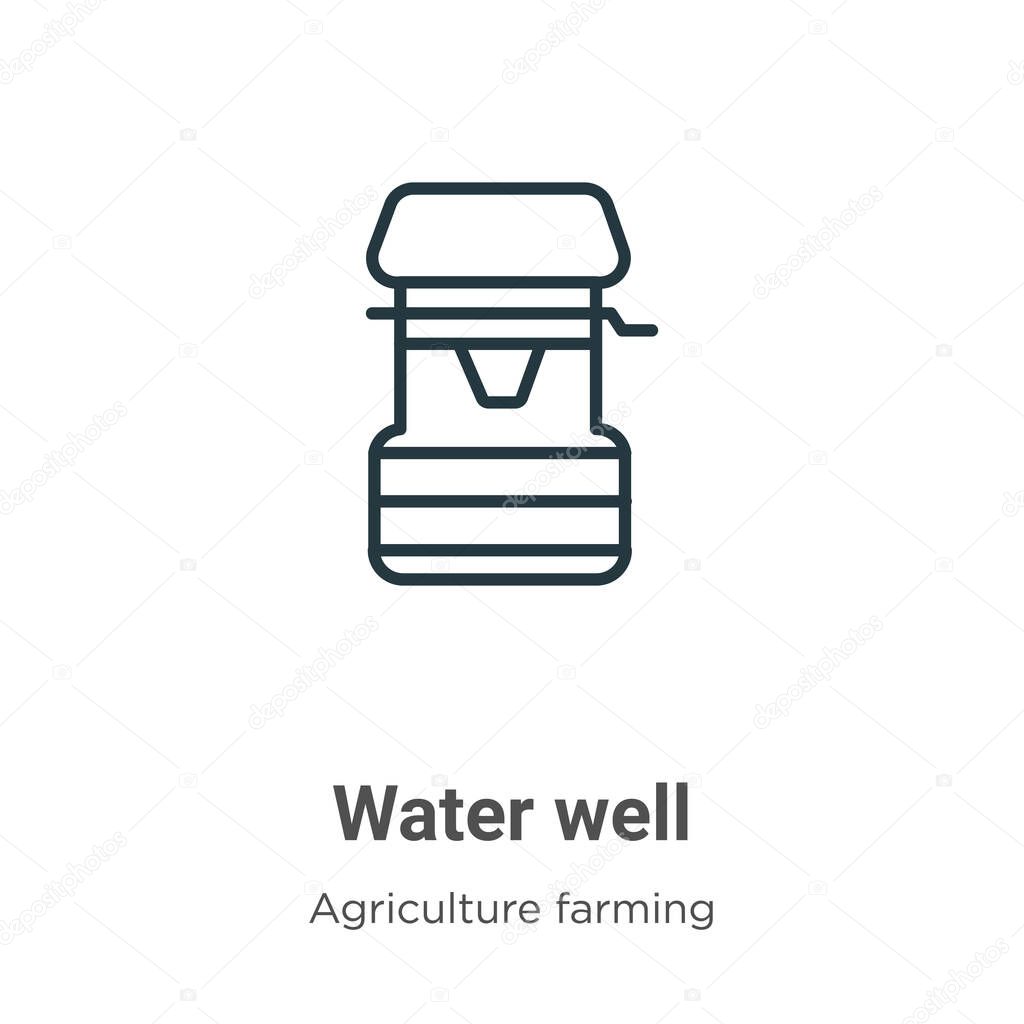 Water well outline vector icon. Thin line black water well icon, flat vector simple element illustration from editable agriculture farming and gardening concept isolated stroke on white background