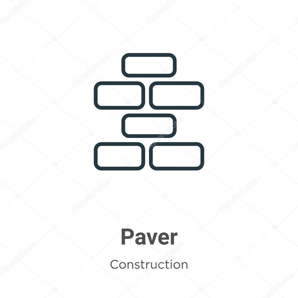 Paver outline vector icon. Thin line black paver icon, flat vector simple element illustration from editable construction concept isolated stroke on white background