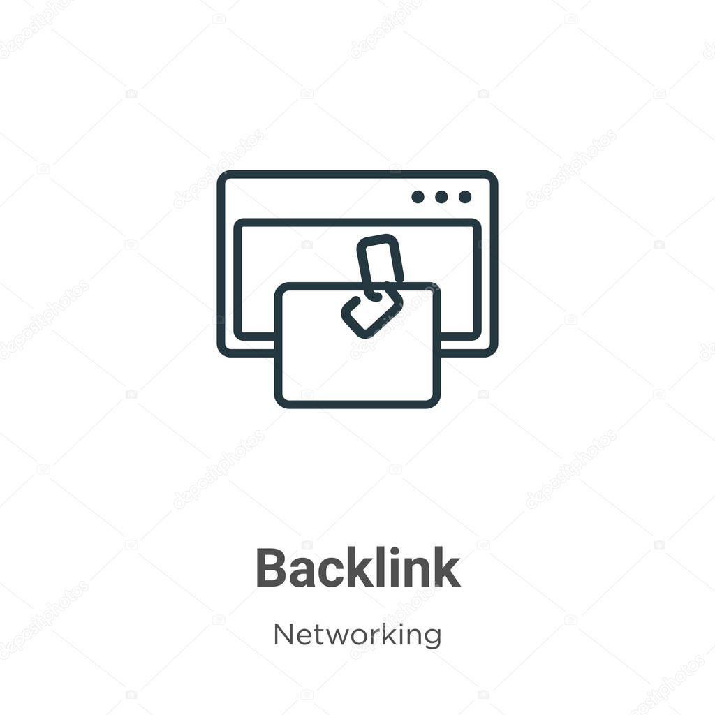 Backlink outline vector icon. Thin line black backlink icon, flat vector simple element illustration from editable networking concept isolated stroke on white background