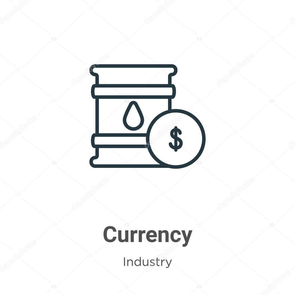 Currency outline vector icon. Thin line black currency icon, flat vector simple element illustration from editable industry concept isolated stroke on white background