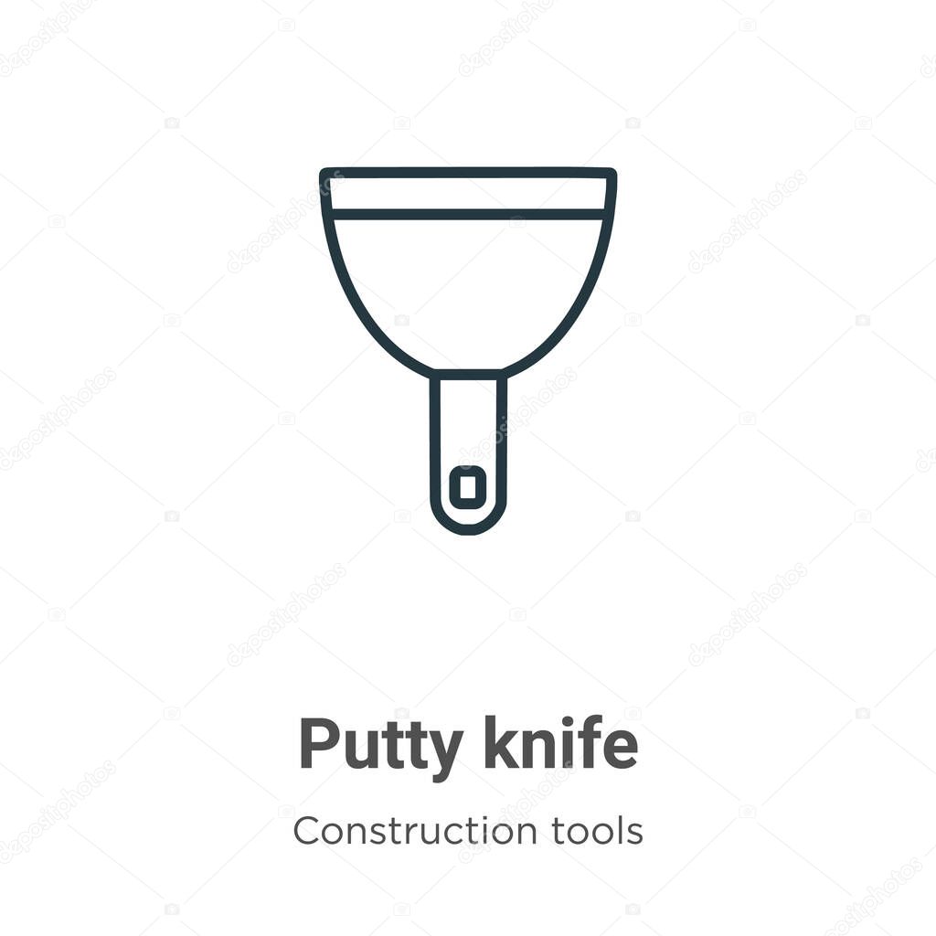 Putty knife outline vector icon. Thin line black putty knife icon, flat vector simple element illustration from editable construction concept isolated stroke on white background