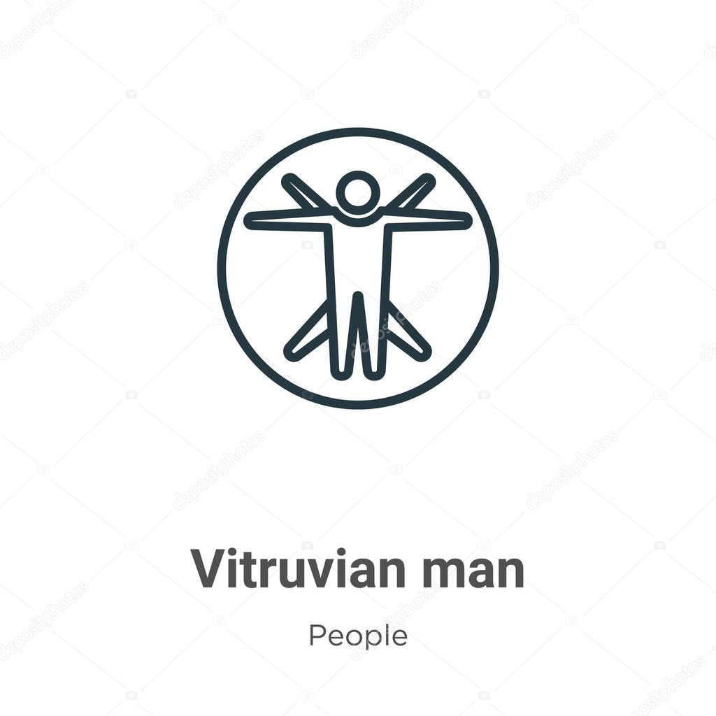 Vitruvian man outline vector icon. Thin line black vitruvian man icon, flat vector simple element illustration from editable people concept isolated stroke on white background