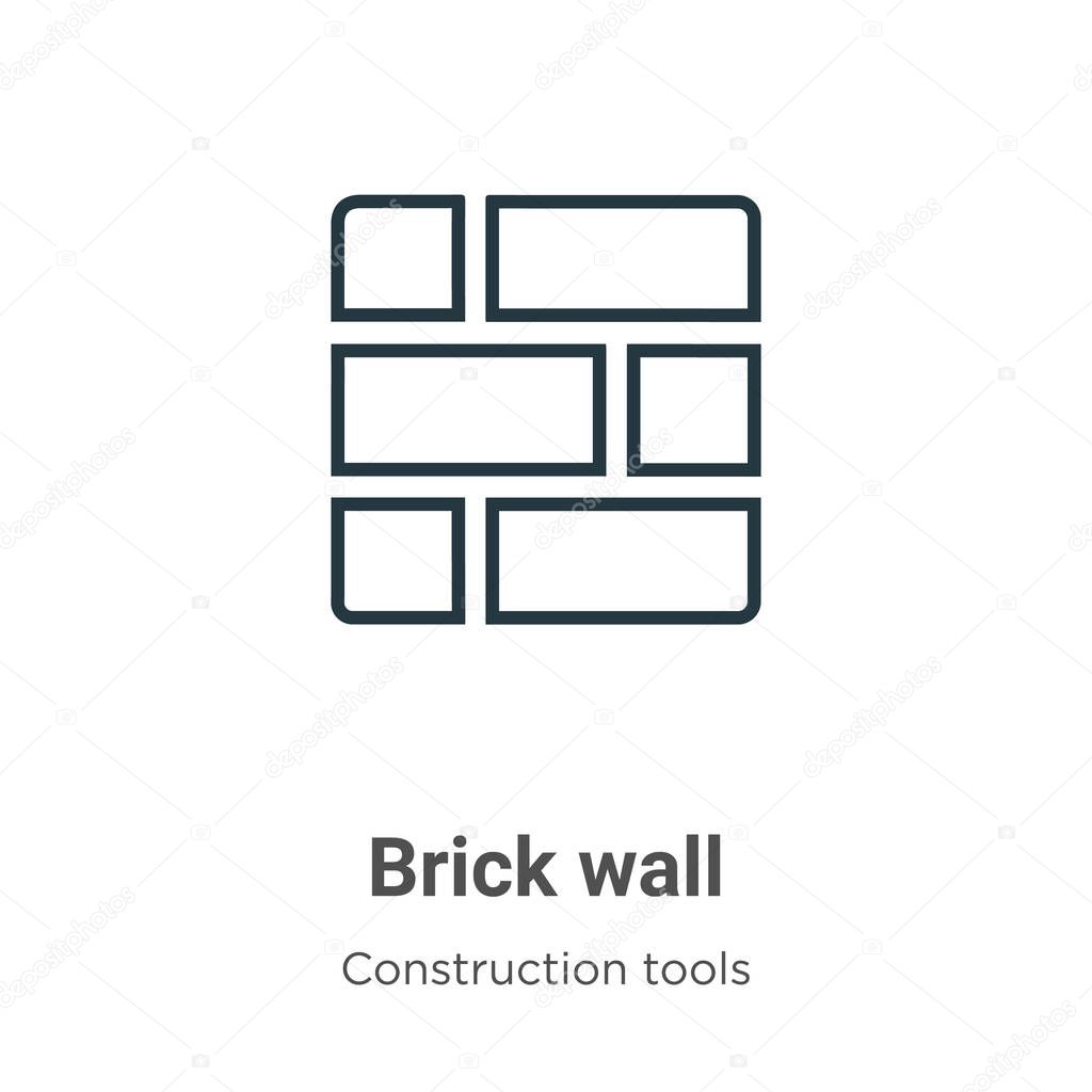 Brick wall outline vector icon. Thin line black brick wall icon, flat vector simple element illustration from editable construction tools concept isolated stroke on white background