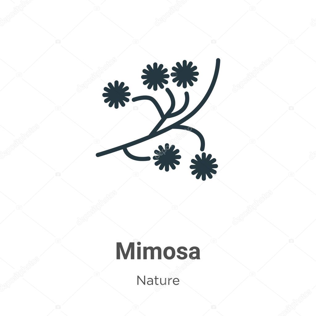 Mimosa outline vector icon. Thin line black mimosa icon, flat vector simple element illustration from editable nature concept isolated stroke on white background