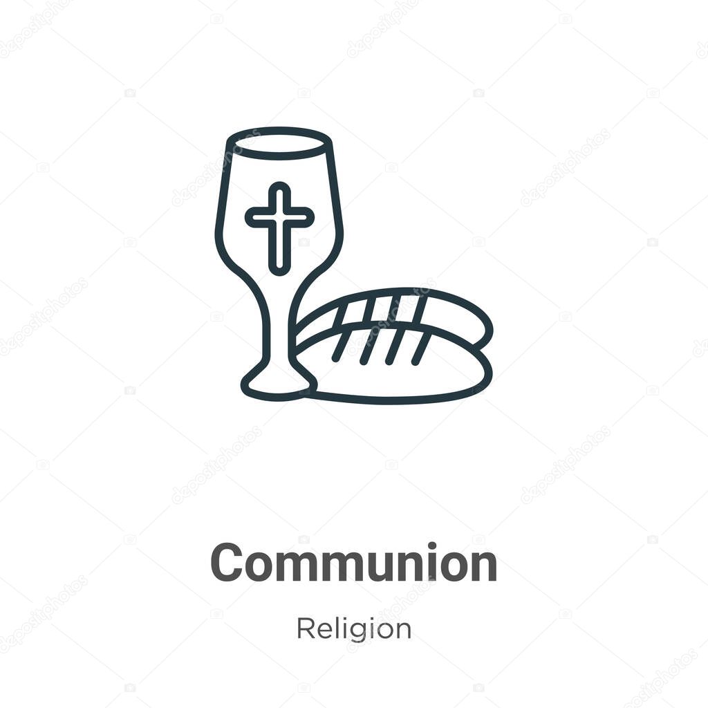 Communion outline vector icon. Thin line black communion icon, flat vector simple element illustration from editable religion concept isolated stroke on white background