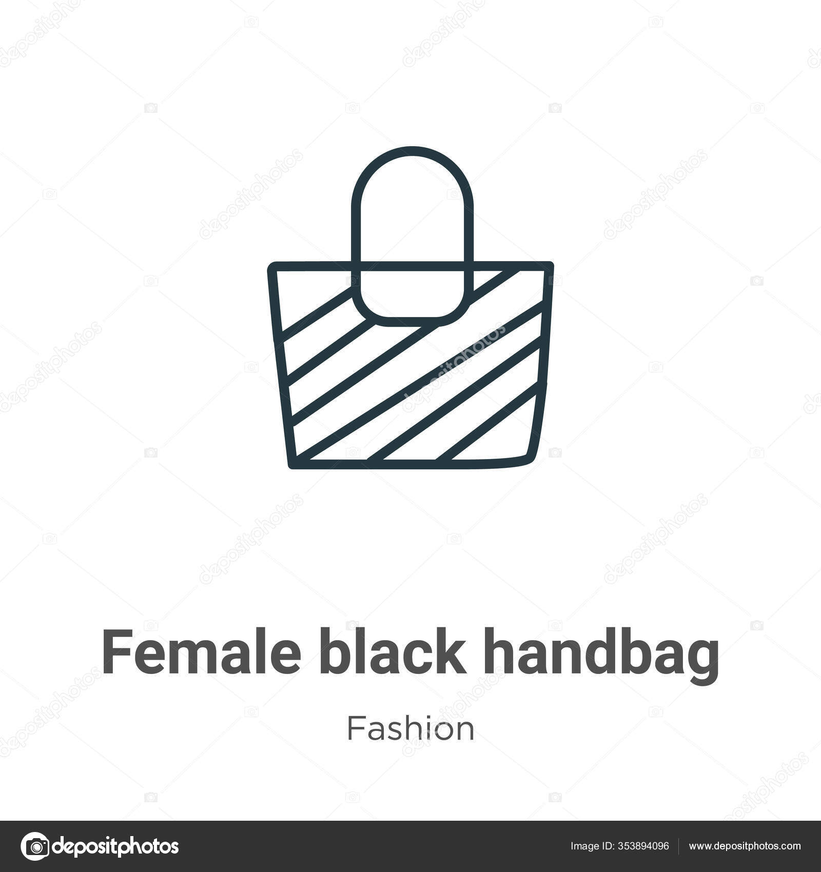 Female Black Handbag Outline Vector Icon Thin Line Black Female Stock