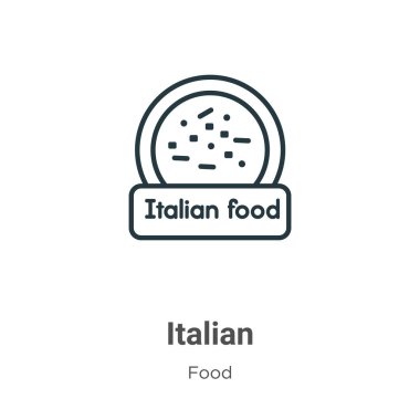 İtalyan taslak vektör simgesi. İnce çizgi siyah italyan simgesi, düz vektör basit element illüstrasyonu düzenlenebilir gıda kavramından beyaz arka planda izole edilmiş felç