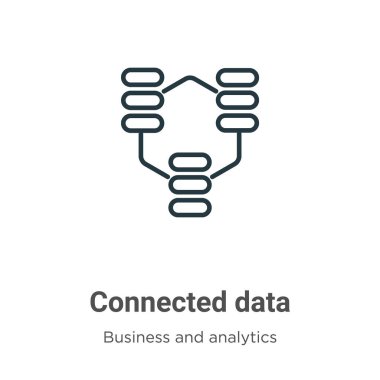 Bağlı veri taslağı vektör simgesi. İnce çizgi siyah bağlantılı veri simgesi, düzenlenebilir iş ve analitik kavramından düz vektör basit element çizimi beyaz arkaplanda izole edilmiş vuruş
