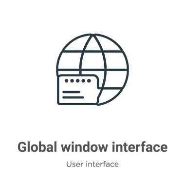Genel pencere arayüzü ana hat vektör simgesi. İnce çizgi siyah küresel pencere arayüzü simgesi, düz vektör basit element çizimi düzenlenebilir kullanıcı arayüzü kavramından izole edilmiş vuruş