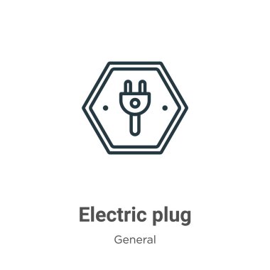 Elektrik prizi dış hat vektör simgesi. İnce çizgi siyah elektrik dolgu simgesi, düz vektör basit element çizimi, düzenlenebilir genel konseptten izole edilmiş beyaz arkaplan vuruşu