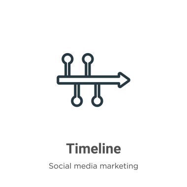 Zaman çizgisi çizgisi vektör simgesi. İnce çizgi siyah zaman çizgisi simgesi, düz vektör basit element illüstrasyonu düzenlenebilir sosyal medya pazarlama kavramından beyaz arka planda izole edilmiş felç