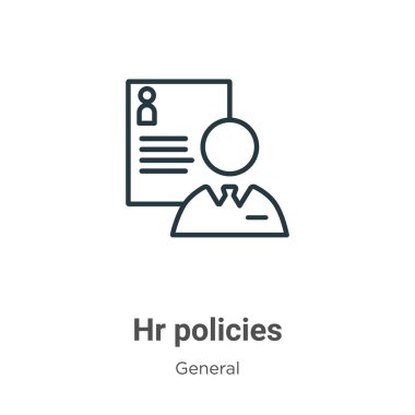 İnsan kaynakları politikaları vektör simgesini belirler. İnce çizgi siyah HR politikaları simgesi, düz vektör basit element çizimi, düzenlenebilir genel konseptten izole edilmiş beyaz arkaplan vuruşu