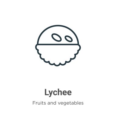 Lychee ana hat vektör simgesi. İnce çizgi siyah liçi simgesi, düz vektör basit element illüstrasyonuName