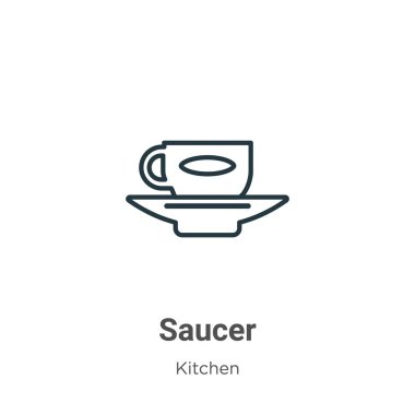 Gövde dış hatları vektör simgesi. İnce çizgi siyah fincan tabağı simgesi, düz vektör basit element çizimi düzenlenebilir mutfak konseptinden beyaz arkaplanda izole edilmiş felç
