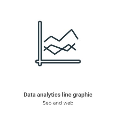 Veri analizi çizgi grafik ana hatlı vektör simgesi. İnce çizgi siyah veri analizi çizgi grafik simgesi, düz vektör basit element illüstrasyonu düzenlenebilir seo ve web konsepti beyaz üzerine izole edilmiş vuruş