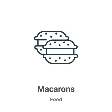 Makarnalar vektör ikonu. İnce çizgi siyah makaron simgesi, düz vektör basit element çizimi, düzenlenebilir gıda konseptinden izole edilmiş beyaz arka plan felci.