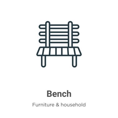 Kenar çizgisi vektör simgesi. İnce çizgi siyah bank simgesi, düz vektör basit element illüstrasyonu düzenlenebilir mobilya ve ev konsepti beyaz arka planda izole felç