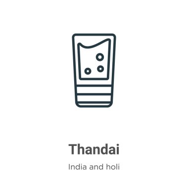 Thandai vektör simgesini çiziyor. İnce çizgi siyah thandai simgesi, düz vektör basit element çizimi düzenlenebilir Hindistan ve holi konsepti beyaz arkaplanda izole edilmiş vuruş