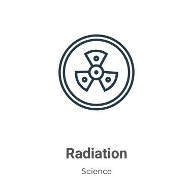Radyasyon ana hatlı vektör simgesi. İnce çizgi siyah radyasyon ikonu, düz vektör basit element illüstrasyonu düzenlenebilir bilim konseptinden beyaz zemin üzerinde izole edilmiş vuruş