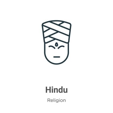 Hindu taslak vektör simgesi. İnce çizgi siyah hindu simgesi, düz vektör basit element illüstrasyonu düzenlenebilir din kavramından beyaz arkaplanda izole edilmiş vuruş
