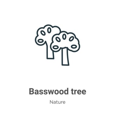 Basswood ağacı ana hat vektör simgesi. İnce çizgi siyah basswood ağacı simgesi, düz vektör basit element illüstrasyonu düzenlenebilir doğa kavramından beyaz zemin üzerinde izole edilmiş vuruş