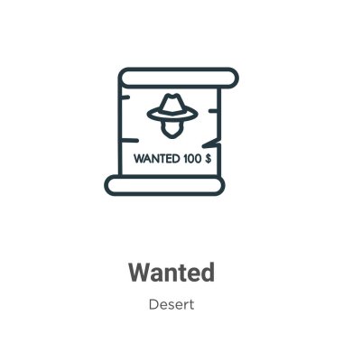 Taslak vektör simgesi aranıyor. İnce çizgi siyah aranan simge, düz vektör basit element illüstrasyonu düzenlenebilir Vahşi Batı kavramından beyaz arka planda izole edilmiş vuruş