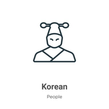 Kore ana hatları vektör simgesi. İnce çizgi siyah Kore simgesi, düz vektör basit element illüstrasyonuName