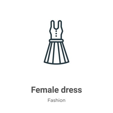Kadın elbise taslak vektör simgesi. İnce çizgi siyah kadın elbise ikonu, düz vektör basit element çizimi düzenlenebilir moda kavramından beyaz arka planda izole edilmiş vuruş
