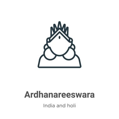 Ardhanare bir ana hat vektör simgesi. İnce çizgi siyah ardhanareeswara simgesi, düz vektör basit element gösterimi düzenlenebilir Hindistan konseptinden izole edilmiş beyaz arka plan vuruşu