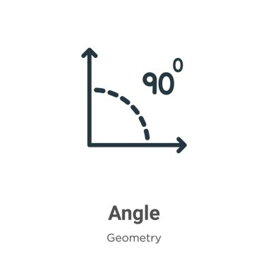 Açı çizgisi vektör simgesini aç. İnce çizgi siyah açı simgesi, düz vektör basit element çizimi düzenlenebilir geometri kavramından izole edilmiş beyaz arkaplanda vuruş