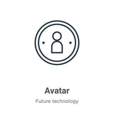 Avatar ana hatlı vektör simgesi. İnce çizgi siyah avatar simgesi, düz vektör basit element illüstrasyonu düzenlenebilir gelecekteki teknoloji kavramından beyaz arkaplanda izole edilmiş vuruş