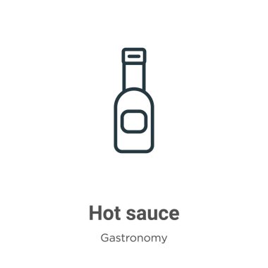 Acı sos ana hatları vektör simgesi. İnce çizgi siyah acı sos simgesi, düz vektör basit element çizimi düzenlenebilir gastronomi kavramından beyaz arkaplanda izole edilmiş felç
