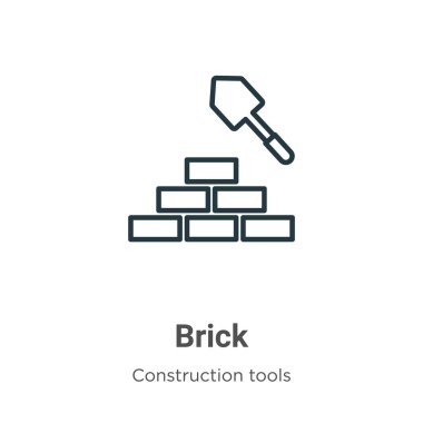 Brick ana hatlı vektör simgesi. İnce çizgi siyah tuğla simgesi, düz vektör basit element illüstrasyonu düzenlenebilir araçlar kavramından izole edilmiş beyaz arkaplan vuruşu