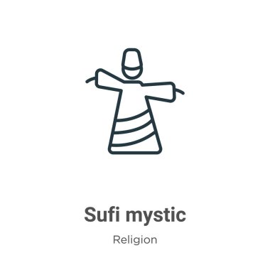 Sufi mistik taslak vektör ikonu. İnce çizgi siyah sufi mistik simgesi, düz vektör basit element illüstrasyonu düzenlenebilir din kavramından beyaz arka planda izole edilmiş felç