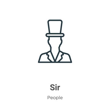 Efendim ana hatlı vektör simgesi. İnce çizgi siyah efendim simgesi, düz vektör basit element illüstrasyonuName