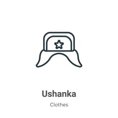 Ushanka ana hat vektör simgesi. İnce çizgi siyah ushanka simgesi, düz vektör basit element çizimi düzenlenebilir kıyafet konseptinden beyaz arkaplanda izole edilmiş vuruş
