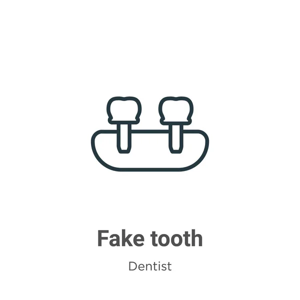 Fake Tooth Outline Vector Icon Thin Line Black Fake Tooth — Stock Vector