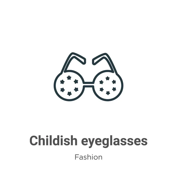 子供用メガネの輪郭ベクトルアイコン 細い線黒の幼稚なメガネのアイコン 白の背景に編集可能なファッションコンセプト孤立ストロークからフラットベクトルシンプルな要素イラスト — ストックベクタ