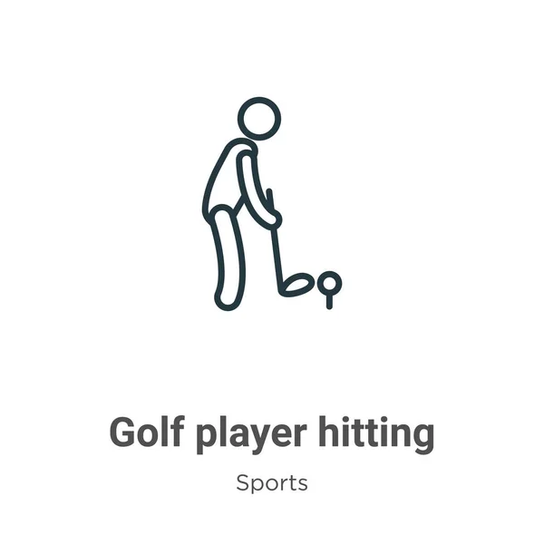 Golf Lejátszó Üti Körvonal Vektor Ikon Vékony Vonal Fekete Golfozó — Stock Vector
