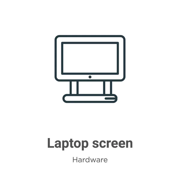 Laptop Bildschirm Umreißt Vektor Symbol Dünne Linie Schwarzes Laptop Bildschirm — Stockvektor