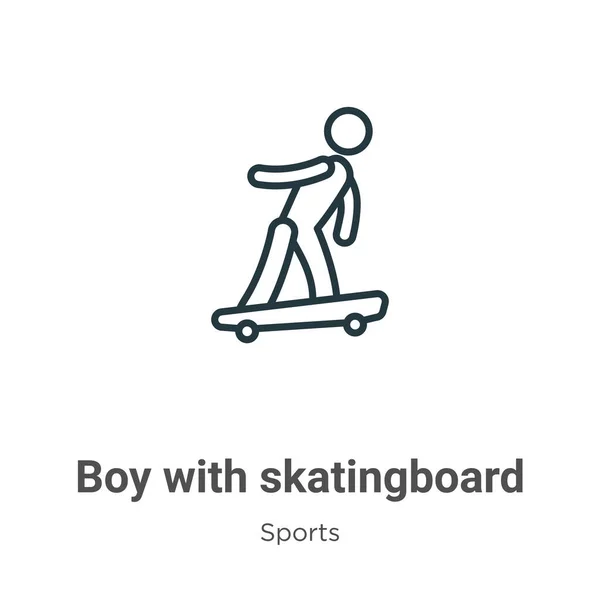 Αγόρι Skatingboard Περίγραμμα Διάνυσμα Εικονίδιο Λεπτή Γραμμή Μαύρο Αγόρι Εικονίδιο — Διανυσματικό Αρχείο