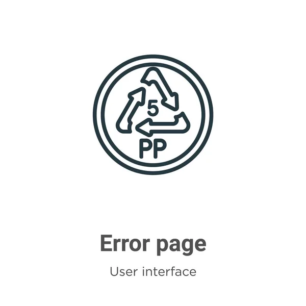 Página Error Contorno Icono Vector Icono Página Error Negro Línea — Archivo Imágenes Vectoriales