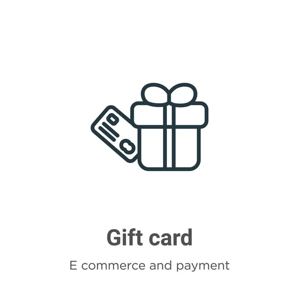 아이콘 Thin Line Black Gift Card Icon Flat Vector Simple — 스톡 벡터