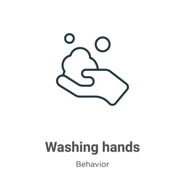 Πλένει Χέρια Περίγραμμα Διανυσματική Εικόνα Λεπτή Γραμμή Μαύρο Εικονίδιο Χέρι — Διανυσματικό Αρχείο