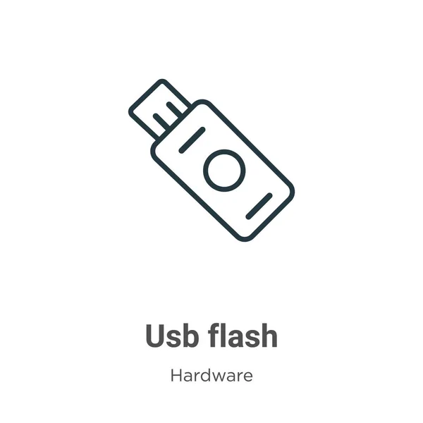 Usb Flash Outline Vector Icon Thin Line Black Usb Flash — Stock Vector