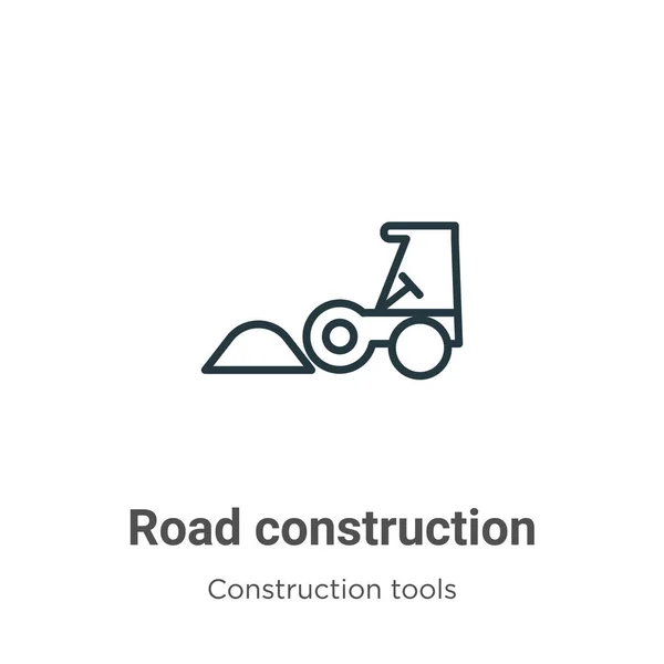 Road Construction Outline Vector Icon Thin Line Black Road Construction — Stock Vector