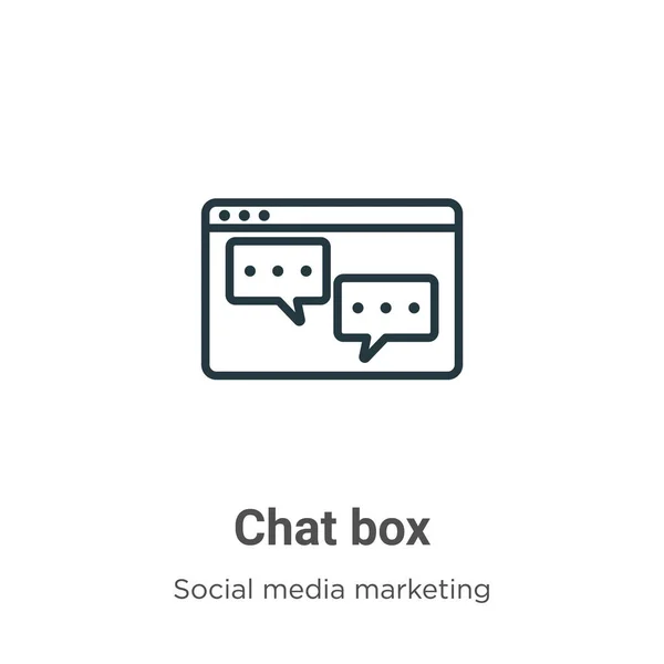 Chat Box Zarys Ikony Wektora Cienki Czarny Czat Box Ikona — Wektor stockowy