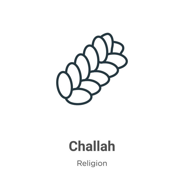 Challah outline vector icon. Thin line black challah icon, flat vector simple element illustration from editable religion concept isolated stroke on white background