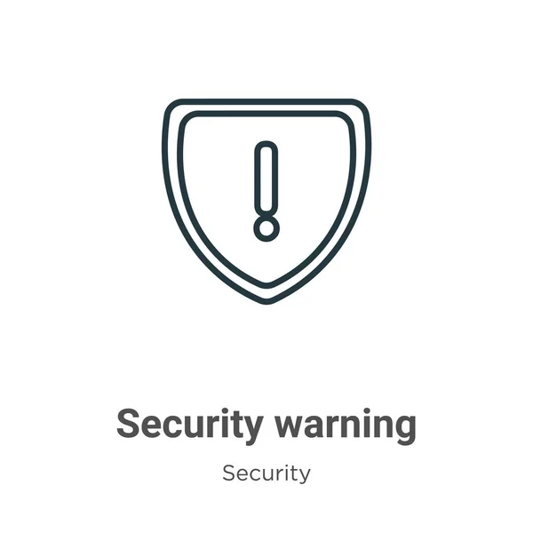 Security Warning Outline Vector Icon Thin Line Black Security Warning — Stock Vector