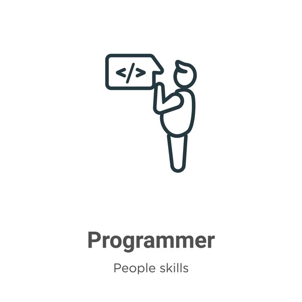 Programador Contorno Icono Vectorial Icono Programador Negro Línea Delgada Ilustración — Archivo Imágenes Vectoriales